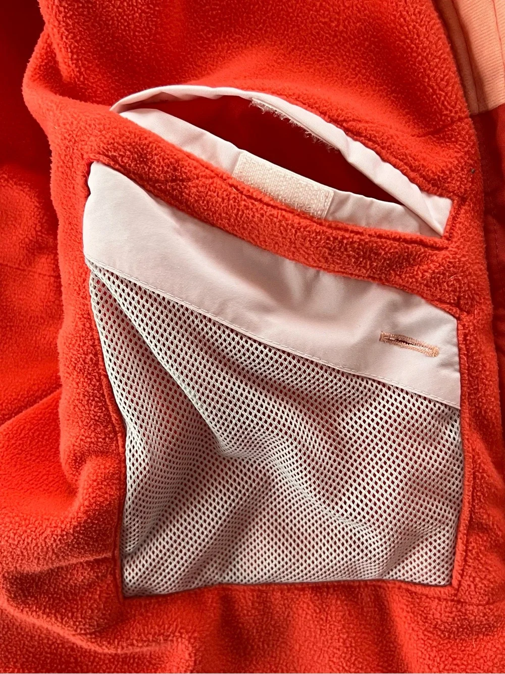 Lands' End Girls' Sz 14 Orange & White Colorblock Hooded Ski Jacket Winter Fun